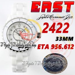 EAST bv2422 33MM Womens Watch ETA A956.612 Quartz Movement Super Ceramic Case White Dial Diamond Markers Ceramic Bracelet 2023 Super version eternity Woman Watches