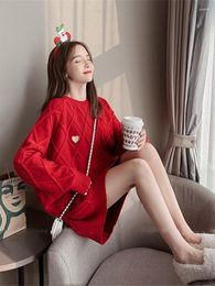 Women's Sweaters Winter Clothes Women Korean Fashion In O-Neck LOOSE Knit Pullover Pulls Thick Christmas Sweater Long Sleeve Top