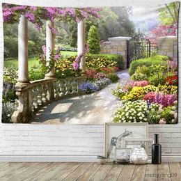 Tapestries Garden Landscape Tapestry Wall Hanging Natural Scenery Hippie Art Decor Background Cloth R230812