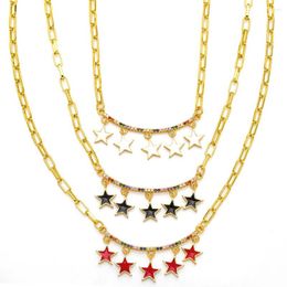 Pendant Necklaces Y2K Red Stars Enamel Cute Copper Inlay Zircon Star Tassel Necklace For Women Creative Jewellery Gifts