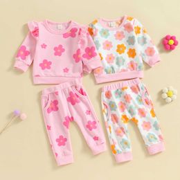 Clothing Sets 0-3Y Lovely Toddler Girls Clothes Sets Floral Print Long Sleeve Pullover Sweatshirt Casual Pants