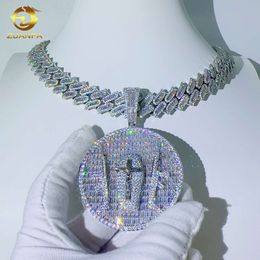 Zuanfa Custom Moissanite Schmuck Sier Anhänger Hip Hop Disc Solid Anhänger VVS Diamond Halskette
