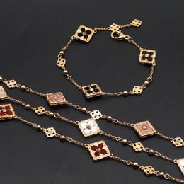 18K gold brand luxury clover designer charm bracelet geometry ethnic retro vintage elegant link chain bracelets bangle jewelry for women girls