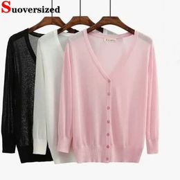 Women's Sweaters Plus Size 5XL 85 KG Knit Cardigan Summer Lightweight Suncreen Shawl Long Sleeve V-neck Single Breasted Top Korean Sweater 230811