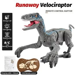 ElectricRC Animals RC Dinosaur Raptor Jurassic Remote Control TRex Velociraptor Toy Electric Walking Dragon Toys for Children Christmas Gifts Kids 230811
