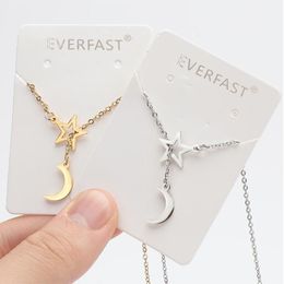 Everfast Wholesale 10pc/Lot Hollow Star Moon Stainless Steel Pendant Necklace Meteor Charms For Women Kids Korean Fashion Jewellery Gift