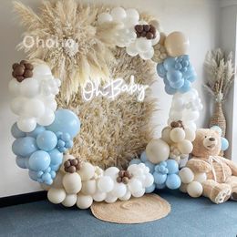 Other Event Party Supplies Brown Beige White Blue Balloons Garland Arch Kit Boy Birthday Decoration Baby Shower Baptism Kids Christening 230812