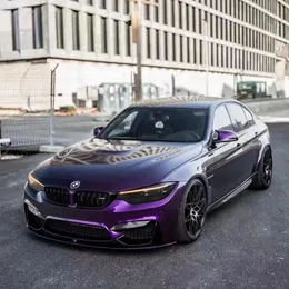 Premium Midnight Purple Gloss Shiny Metallic Vinyl Wrap Car Wrap With Air Bubble Free With Low tack glue best Size:1.52*20M/Roll