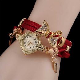 Wholesale Rhinestone Butterfly Wrap Bracelet Quartz Wrist Watch Women's Colourful Watch Fashion Bow Watches