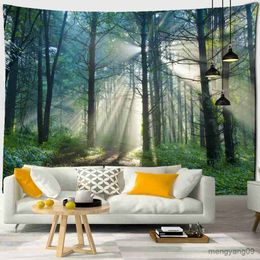 Tapestries Mountain Sea Jungle Tapestry Wall Hanging Nature Landscape Beautiful Home Decor Background Cloth R230812