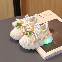 Sneakers Childrens Boys Girls Casual Shoes Animals Prints Shoes Lighted Fashion Cute Shoes Kids Toddler Casual Shoes Flat Heels R230811