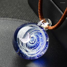 Pendant Necklaces Handmade Galaxy Glass Decorative With Rope Necklace Lucky Fashion Men Women Couple Jewelry Valentine's Day Present