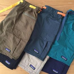 Men's Shorts Brand Casual Men Nylon Quick Drying Multi Pocket Cargo Vintage Elastic Waist Loose Knee Length Pants Male