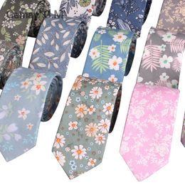 Neck Ties Cotton Ties For Men Fashion Causal Floral Print Neckties Corbatas Skinny Mens Tie Suits Neck Tie For Wedding Party Gravata 230811