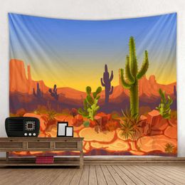 Tapestries Tropical plant cactus tapestry wall hanging Nordic home fabric hanging paintings background decoration wall decoration