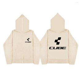 Men's Hoodies Cube Y2K Full Face Zipper Retro Hip Hop Hoodies&Sweatshirt Loose Oversized Harajuk High Street Women's Streetwear