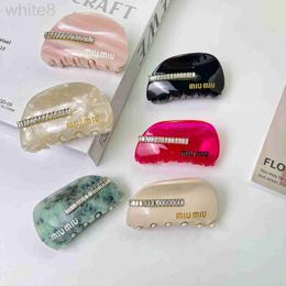 Hair Clips & Barrettes designer Acetic acid board grab clip, high-quality zircon letter min hair sweet and cool semi circular arc shark clip accessory K81R