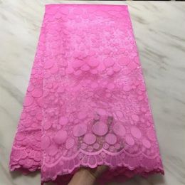 5Yards pc pink french net lace embroidery african mesh lace fabric for party dress BN118-7212d