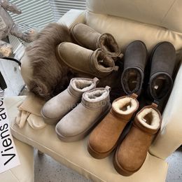 Designer Ugh Botas para Mulheres Austrália Bota de Neve Mulheres Tasman Tazz Chinelos Plataforma Botas Inverno Camurça Lã Sapatos Senhoras Quente Australian Fur Ankle Boot