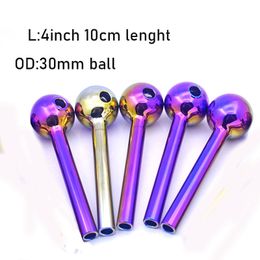 Thick Pyrex Glass Oil Burner Pipe Straight Tube 4inch Hand Pipes for Hookahs Mini Dab Oil Rigs Smoking Tools Nano Plating Designer