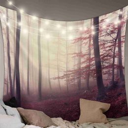 Tapestries Woodland Autumn Theme Tapestry Wall Hanging Home Decor Tapestries Wall Cloth Bedroom Wall Decoration R230812