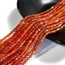 Beads Small Natural Stone Orange Zircon 2 3 4mm Section Loose For Jewelry Making Necklace DIY Bracelet Accessories