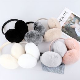 Ear Muffs Aarrival Unisex Women's Winter Warm Rex Rabbit Fur Earmuffs Girls Ear Muffle Earflap Ear Cover Double Sided 230811