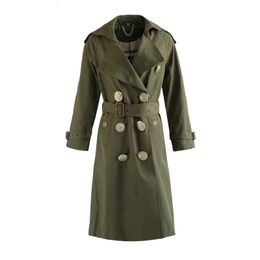 Women's Trench Coats Fall and Winter Windshirt Female Fashion Turnlapel Temperament Long Sleeve Slim Army Green Mediumlength Coat 230812