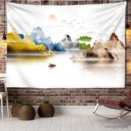 Tapestries Sunset Mountain Tapestry Wall Natural Landscape Hippie Mysterious Home Decor R230812