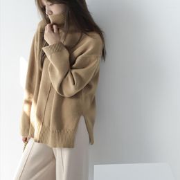 Women's Sweaters High Quality Oversized Jumpers Loose Autumn Winter Women Turtleneck Sweater Fashion Knitted Warm Ladies Pullover Split