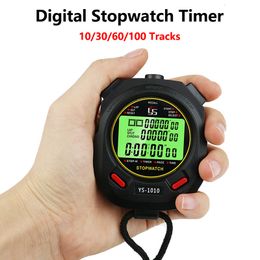 Kitchen Timers Digital Sports Stopwatch Timer 10/30/60/100 Tracks Luminous Stopwatch Professional Chronograph Counter Outdoor Training Timer 230812