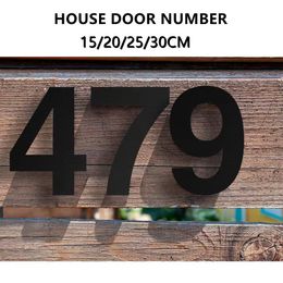 Garden Decorations 15/20/25/30cm Metal Floating House Numbers Screw Instal Doorplate Address Sign Plate Outdoor Street Door Plaque Number For Home 230812