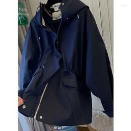 Women's Trench Coats Spring Clothes Women Fashion Slim Hooded Zipper Mid-length Wind Breaker Work Jacket Coat For Tops T42