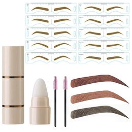 Makeup Tools Waterproof Eyebrow Stamp Stencils Kits Reusable Styles Hairline Shadow Powder 10 Shapes 230812