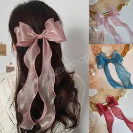 Cute Fashion Ribbon Lace Bow Hairpins For Women Girls Hair Pins Girls Elegant Barrette Ponytail Clips Hair Accessories