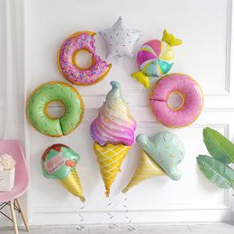 Decoration Summer Children's Ice Cream Brithday Large Number Pink Balloon Sweet Candy Popsicle Foil Balloons