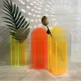 Decorative Objects Figurines Acrylic Flower Vase Colorful Modern Contemporary Design Floral Container Decoration For Home Office 230812