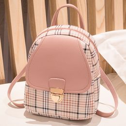 School Bags Mini Backpack Crossbody Bag For Teenage Girl Plaid Women Shoulder Phone Purse Korean Style Trendy Female 230811