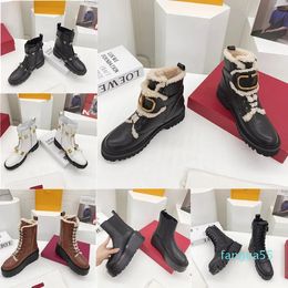 2023 Fashion Designer Ankle Boots Women Shoes Winter Doots Ladies Leather Vintage High Top Womens Flat Ankl 35-40