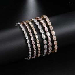 Link Bracelets Oval Tennis Bracelet For Women Fashion Gold Color Adjustable Zircon Crystal Chain On Hand Bangle Jewelry Gift