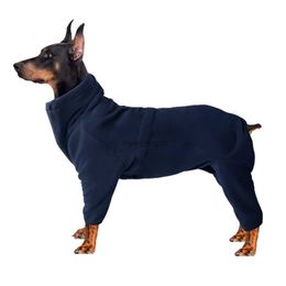 Solid Zipper Closure High Collar Windproof Full Body Dog Coat Breathable Jumpsuit With 4 Legs Fleece Adjustable Buckle HKD230812