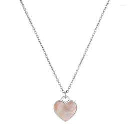 Pendant Necklaces Mavis Hare Light Pink Real Seashell Heart Necklace Stainless Steel 2cm Shape With 45 5cm Link Chain As Women Gift