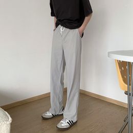 Men's Pants Summer Thin Casual Men Fashion Grey Black Ice Silk Streettwear Korean Loose Straight Mens Trousers M-2XL