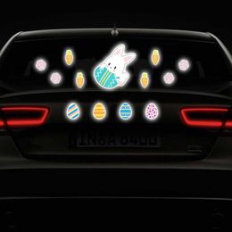 Eggs Bunny Reflective Stickers for Home Car Auto DIY Window Reflector Decorations Happy Easter Colorful Rabbit Decals R230812