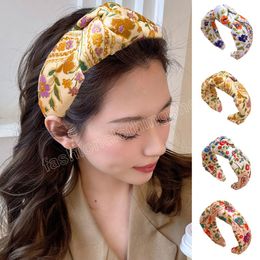 Bohemian Hairband Fashion Women Flower Velvet Headband Ladies Hair Band Girl Hair Hoop DIY Satin Covered Hair Accessories