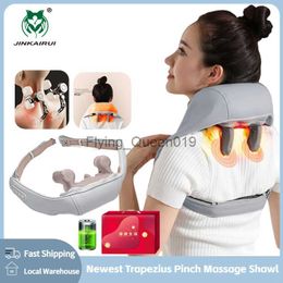 Newest Wireless Neck Massager Kneading Cervical Spine Massage Shawl Trapezius Muscle Heating Rechargeable Protable Health Gift HKD230812