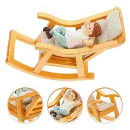 Doll House Accessories House Rocking Chair Adorn Miniature Rocking-chair Dolls Furniture Resin Figurines 230812
