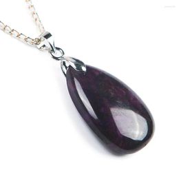 Pendant Necklaces Genuine Natural Sugilite Purple Stone Water Drop Bead Women