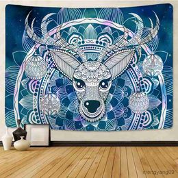 Tapestries Colour Tapestry Wall Hanging Black and White Floral Tapestry with Dotted Medallion Print Bedroom Hippie Home R230812