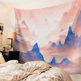 Tapestries Mountains Abstract Ink Tapestry Wall Hanging Festival Decoration Hanging Cloth Tapestry for Home Room Decor